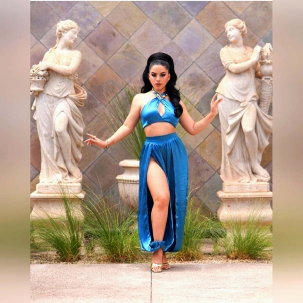 NWT Vintage Vandalizm Esmeralda Harem Satin Set Limited Edition Teal XS